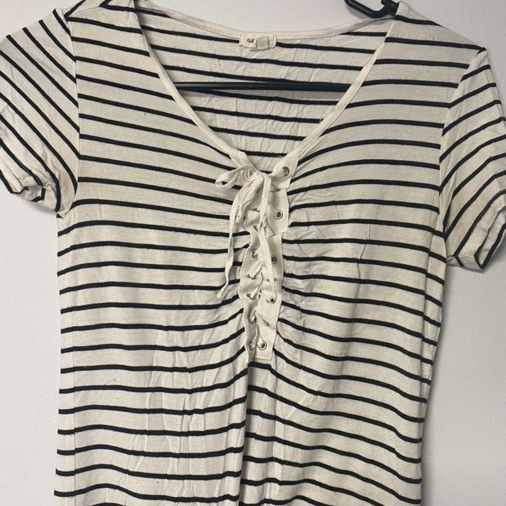 Garage Striped Short Sleeve Top-XS